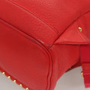 MCM Studs Backpack Leather Red Gold Auth 122310-15