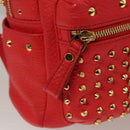MCM Studs Backpack Leather Red Gold Auth 122310-17