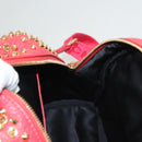 MCM Studs Backpack Leather Red Gold Auth 122310-21