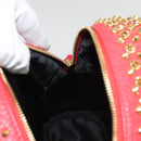 MCM Studs Backpack Leather Red Gold Auth 122310-22