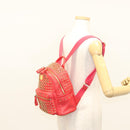MCM Studs Backpack Leather Red Gold Auth 122310-26