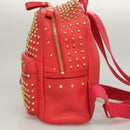 MCM Studs Backpack Leather Red Gold Auth 122310-4