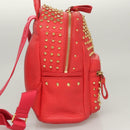 MCM Studs Backpack Leather Red Gold Auth 122310-5