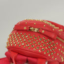MCM Studs Backpack Leather Red Gold Auth 122310-6