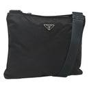 PRADA Shoulder Bag Nylon Black Silver Auth 122312-1