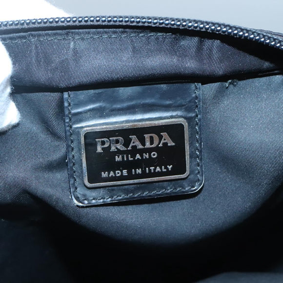 PRADA Shoulder Bag Nylon Black Silver Auth 122312