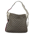 GUCCI GG Canvas Sherry Line Shoulder Bag Navy Gold 247597 203998 Auth 122316-1