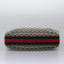 GUCCI GG Canvas Sherry Line Shoulder Bag Navy Gold 247597 203998 Auth 122316-5