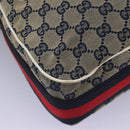 GUCCI GG Canvas Sherry Line Shoulder Bag Navy Gold 247597 203998 Auth 122316-15