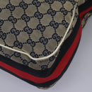 GUCCI GG Canvas Sherry Line Shoulder Bag Navy Gold 247597 203998 Auth 122316-16