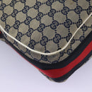 GUCCI GG Canvas Sherry Line Shoulder Bag Navy Gold 247597 203998 Auth 122316-17