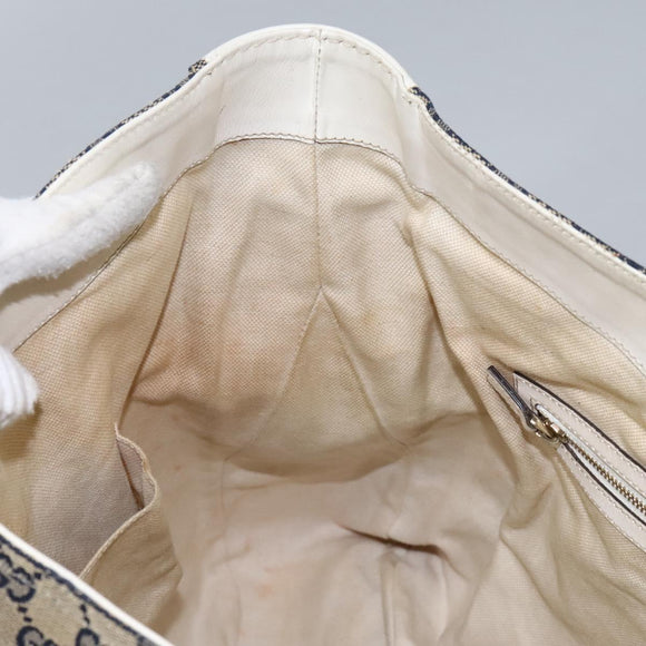 GUCCI GG Canvas Sherry Line Shoulder Bag Navy Gold 247597 203998 Auth 122316