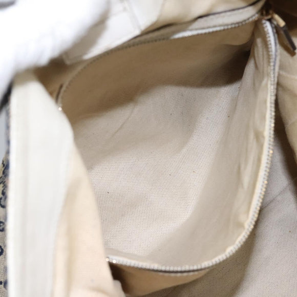 GUCCI GG Canvas Sherry Line Shoulder Bag Navy Gold 247597 203998 Auth 122316