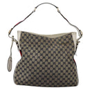 GUCCI GG Canvas Sherry Line Shoulder Bag Navy Gold 247597 203998 Auth 122316-2