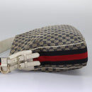 GUCCI GG Canvas Sherry Line Shoulder Bag Navy Gold 247597 203998 Auth 122316-3