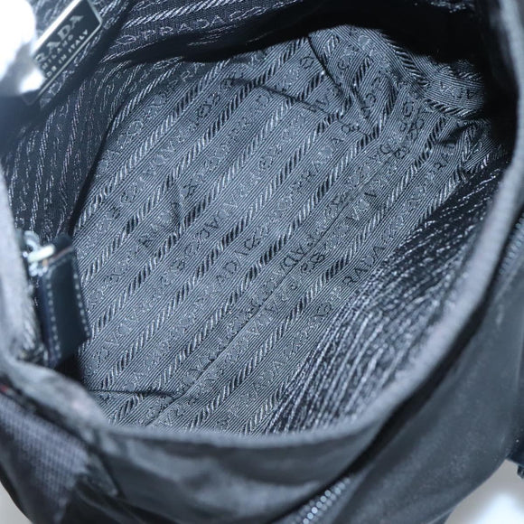 PRADA Shoulder Bag Nylon Black Silver Auth 122318