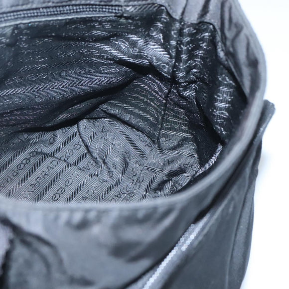 PRADA Shoulder Bag Nylon Black Silver Auth 122318