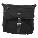 PRADA Shoulder Bag Nylon Black Silver Auth 122318-13