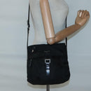 PRADA Shoulder Bag Nylon Black Silver Auth 122318-25