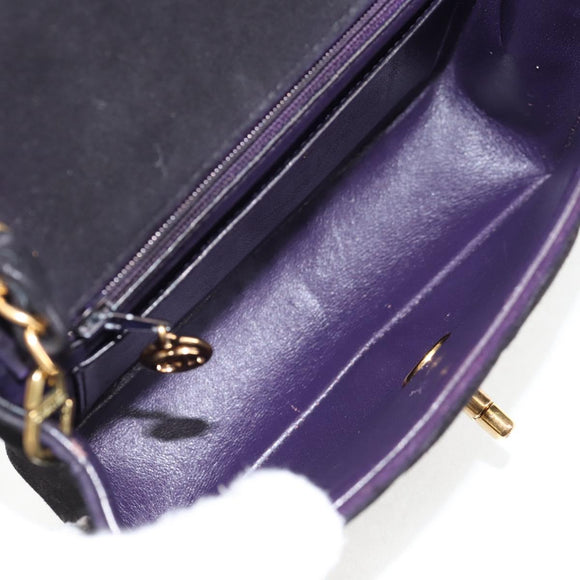 CHANEL Mini Matelasse 17 Single Flap Chain Bag Suede Purple Gold CC Auth 122356