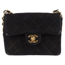 CHANEL Mini Matelasse 17 Single Flap Chain Bag Suede Purple Gold CC Auth 122356-13