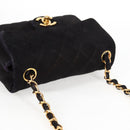 CHANEL Mini Matelasse 17 Single Flap Chain Bag Suede Purple Gold CC Auth 122356-6