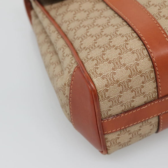 CELINE Macadam Canvas Hand Bag Beige Gold Auth 122360