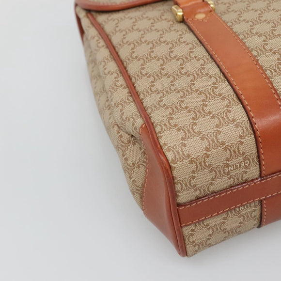 CELINE Macadam Canvas Hand Bag Beige Gold Auth 122360