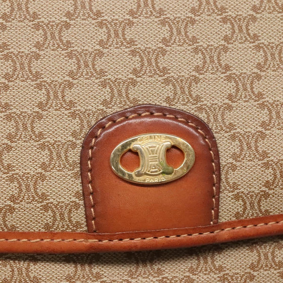 CELINE Macadam Canvas Hand Bag Beige Gold Auth 122360