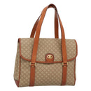 CELINE Macadam Canvas Hand Bag Beige Gold Auth 122360-1