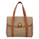 CELINE Macadam Canvas Hand Bag Beige Gold Auth 122360-13