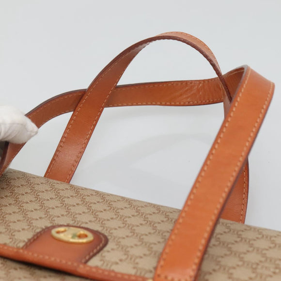 CELINE Macadam Canvas Hand Bag Beige Gold Auth 122360