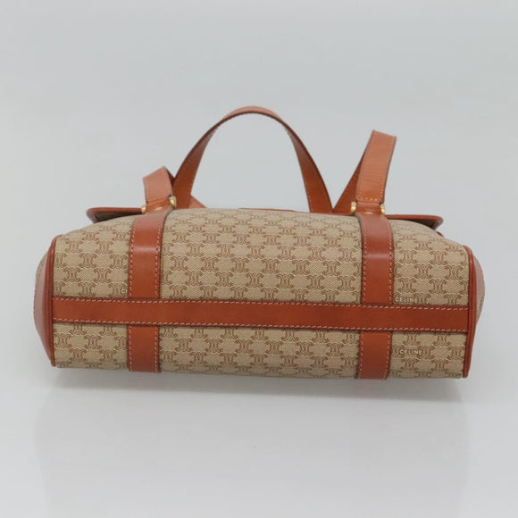 CELINE Macadam Canvas Hand Bag Beige Gold Auth 122360