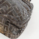 FENDI Zucca Canvas Mia Chain Shoulder Bag Silver Gold Auth 122372AV-13