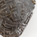 FENDI Zucca Canvas Mia Chain Shoulder Bag Silver Gold Auth 122372AV-15