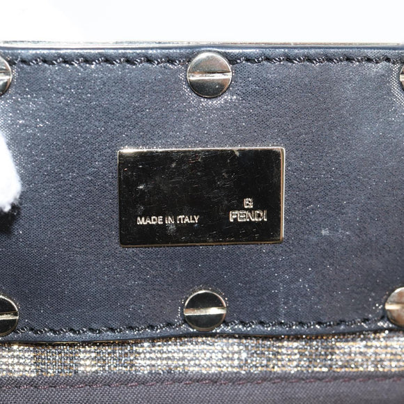 FENDI Zucca Canvas Mia Chain Shoulder Bag Silver Gold Auth 122372AV