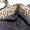 FENDI Zucca Canvas Mia Chain Shoulder Bag Silver Gold Auth 122372AV-19