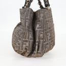 FENDI Zucca Canvas Mia Chain Shoulder Bag Silver Gold Auth 122372AV-3