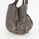 FENDI Zucca Canvas Mia Chain Shoulder Bag Silver Gold Auth 122372AV-4