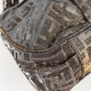 FENDI Zucca Canvas Mia Chain Shoulder Bag Silver Gold Auth 122372AV-9