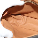 CELINE Macadam Canvas Shoulder Bag PVC Leather Brown Gold Auth 122373-19