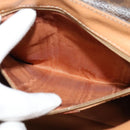 CELINE Macadam Canvas Shoulder Bag PVC Leather Brown Gold Auth 122373-11