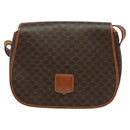 CELINE Macadam Canvas Shoulder Bag PVC Leather Brown Gold Auth 122373-13