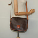CELINE Macadam Canvas Shoulder Bag PVC Leather Brown Gold Auth 122373-20