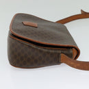 CELINE Macadam Canvas Shoulder Bag PVC Leather Brown Gold Auth 122373-4