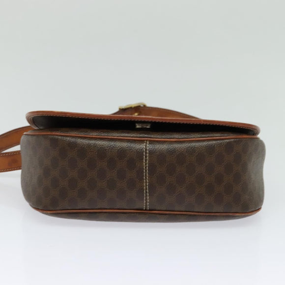 CELINE Macadam Canvas Shoulder Bag PVC Leather Brown Gold Auth 122373