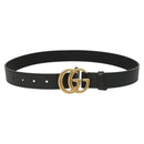 GUCCI GG Marmont Belt Leather 33.5"" Black Gold 414516 Auth 122376-2