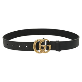 GUCCI GG Marmont Belt Leather 33.5"" Black Gold 414516 Auth 122376 - 0