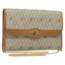 Christian Dior Honeycomb Canvas Chain Bag PVC Leather Beige Gold Auth 122377-1
