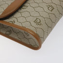 Christian Dior Honeycomb Canvas Chain Bag PVC Leather Beige Gold Auth 122377-9